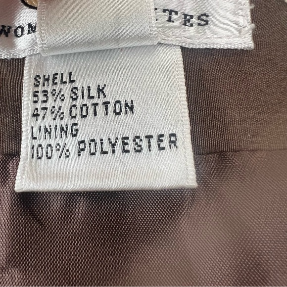 Talbots silk blend floral skirt brown pink and yellow Sz 24W - Picture 6 of 11